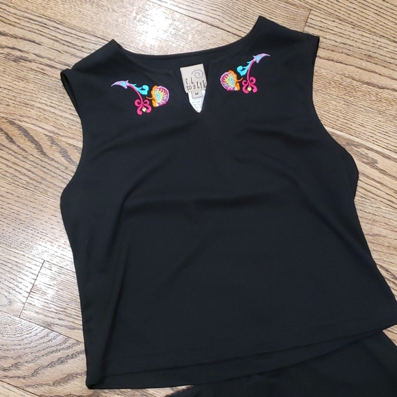 Vintage FL Malik Black Skirt/Top With Embroidery - Picture 2 of 5